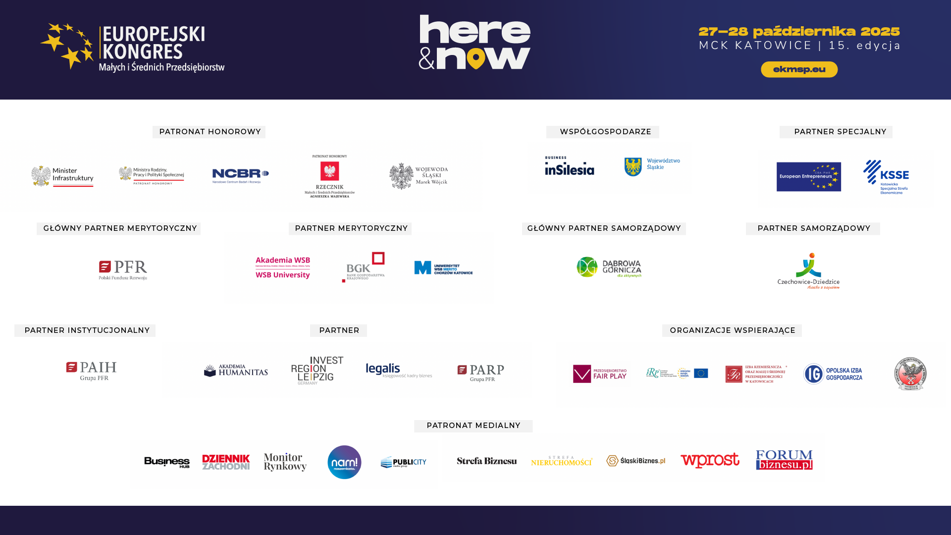 Plansza z logotypami partnerów EKMŚP 2025