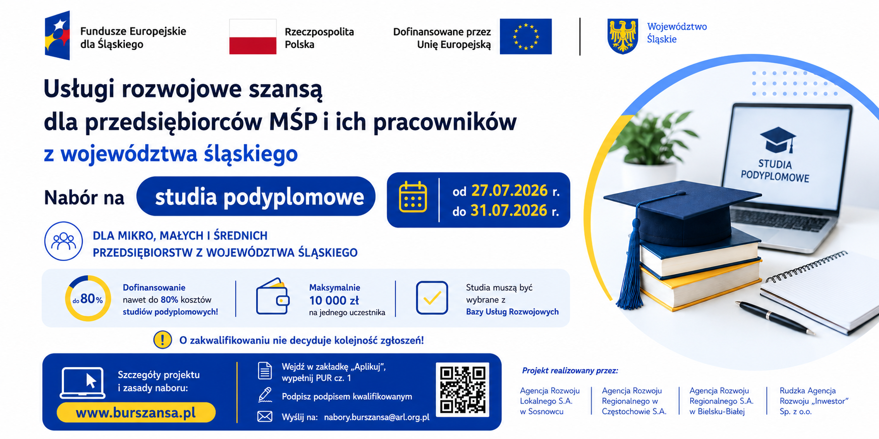 Dofinansowanie do studiów podyplomowych dla przedsiębiorców i pracowników MŚP z województwa śląskiego!